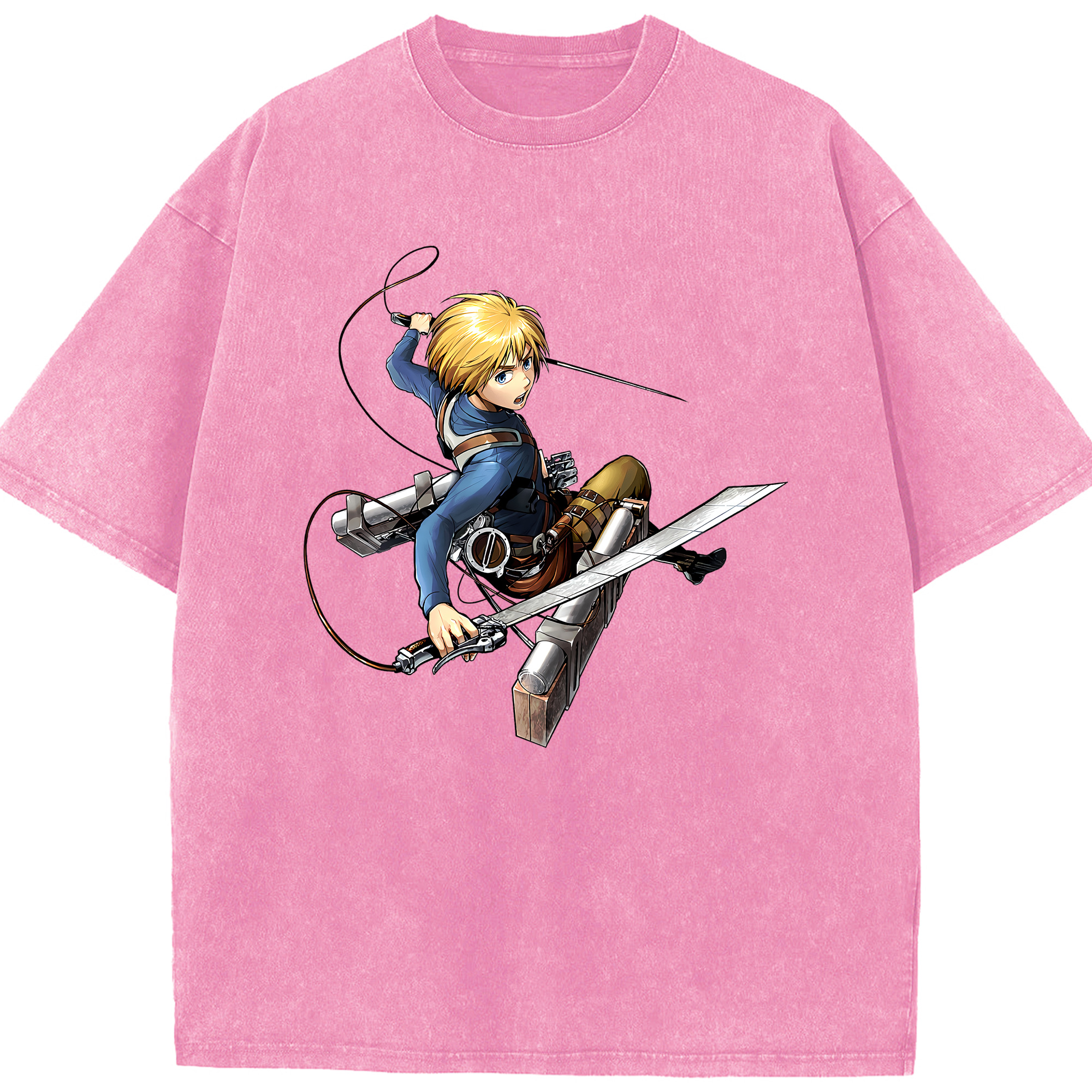 （画像用） 進撃の巨人 アルミン·アルレルト Attack on Titan Armin Arlert 綿100% ヴィンテージ風 半袖Tシャツ（フロントプリント）